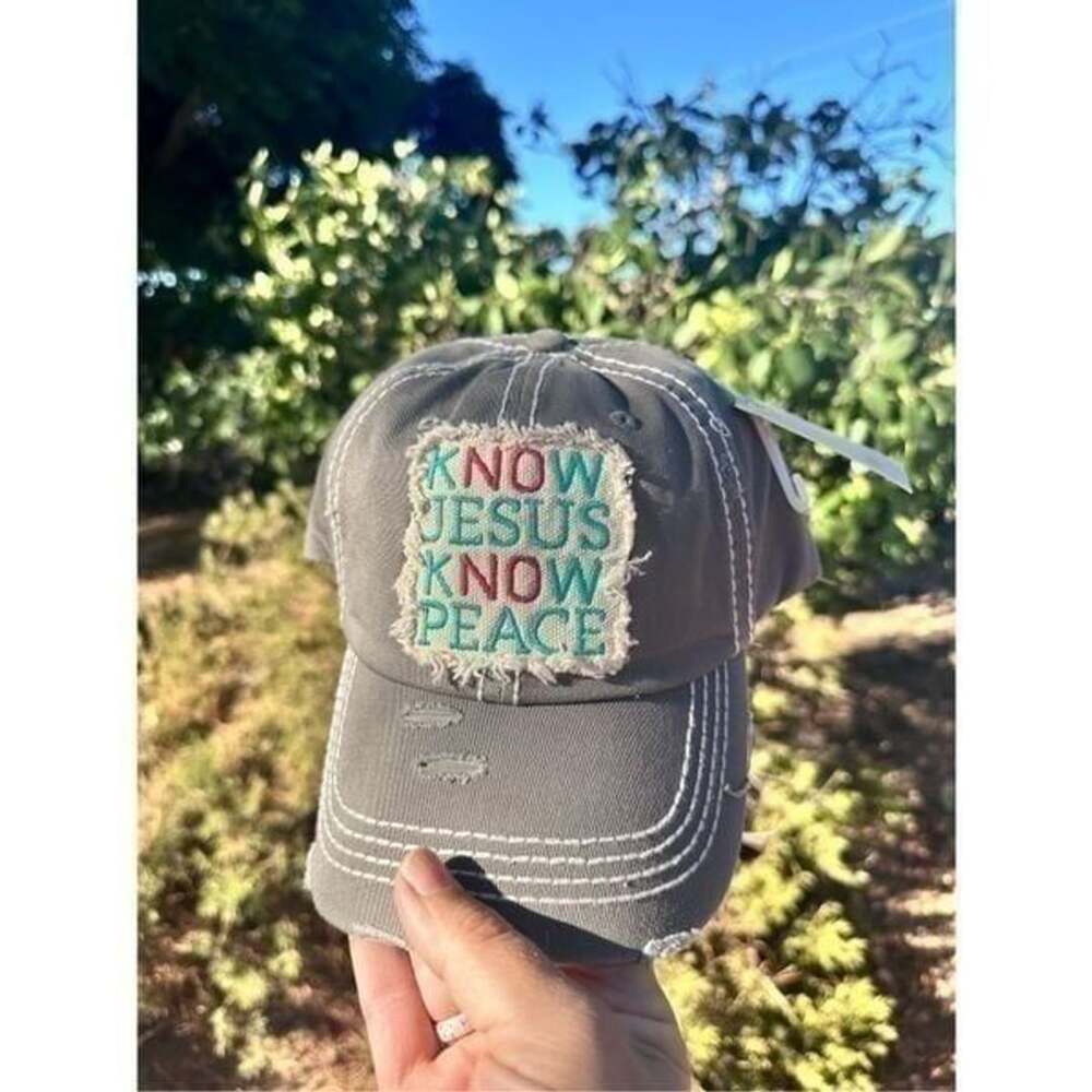 Know Jesus Know Peace Distressed Hat